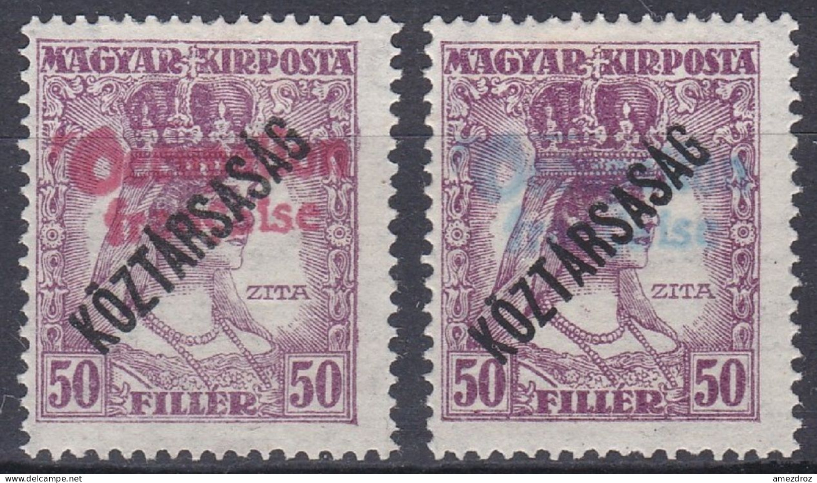 Arad Hongrie 1919 Mi 43 Surcharges Grasse Rouge Et Bleue Reine Zita  (A14) - Neufs