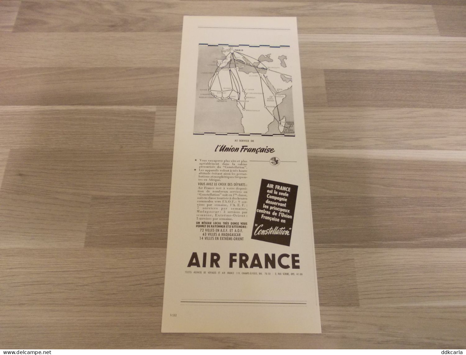 Reclame Advertentie Uit Oud Tijdschrift 1952 - AIR FRANCE - Publicidad