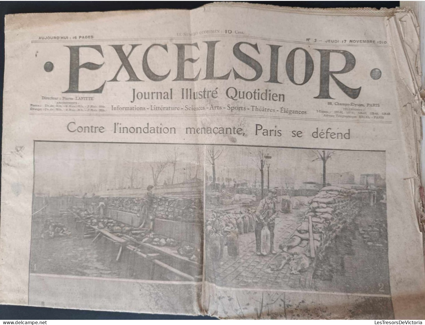 Journal - L'excelsior - Journal Illustré Quotidien - 17 Novembre 1910 - Contre L'inondation Menaçante Paris Se Defend - Andere & Zonder Classificatie
