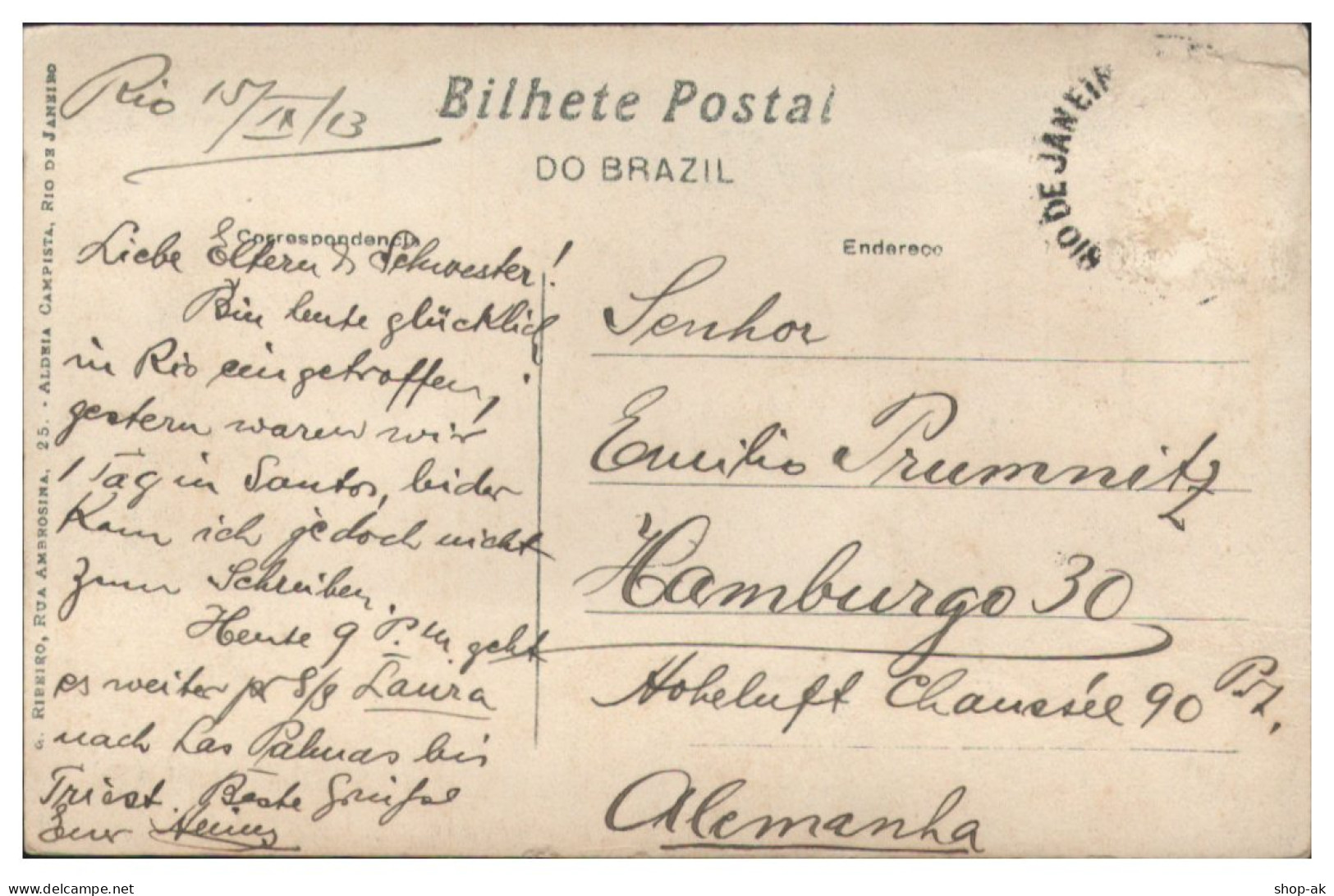 TT0054/ Rio De Janeiro  Ilha Fiscal,  Brasilien  AK 1913 - Altri & Non Classificati