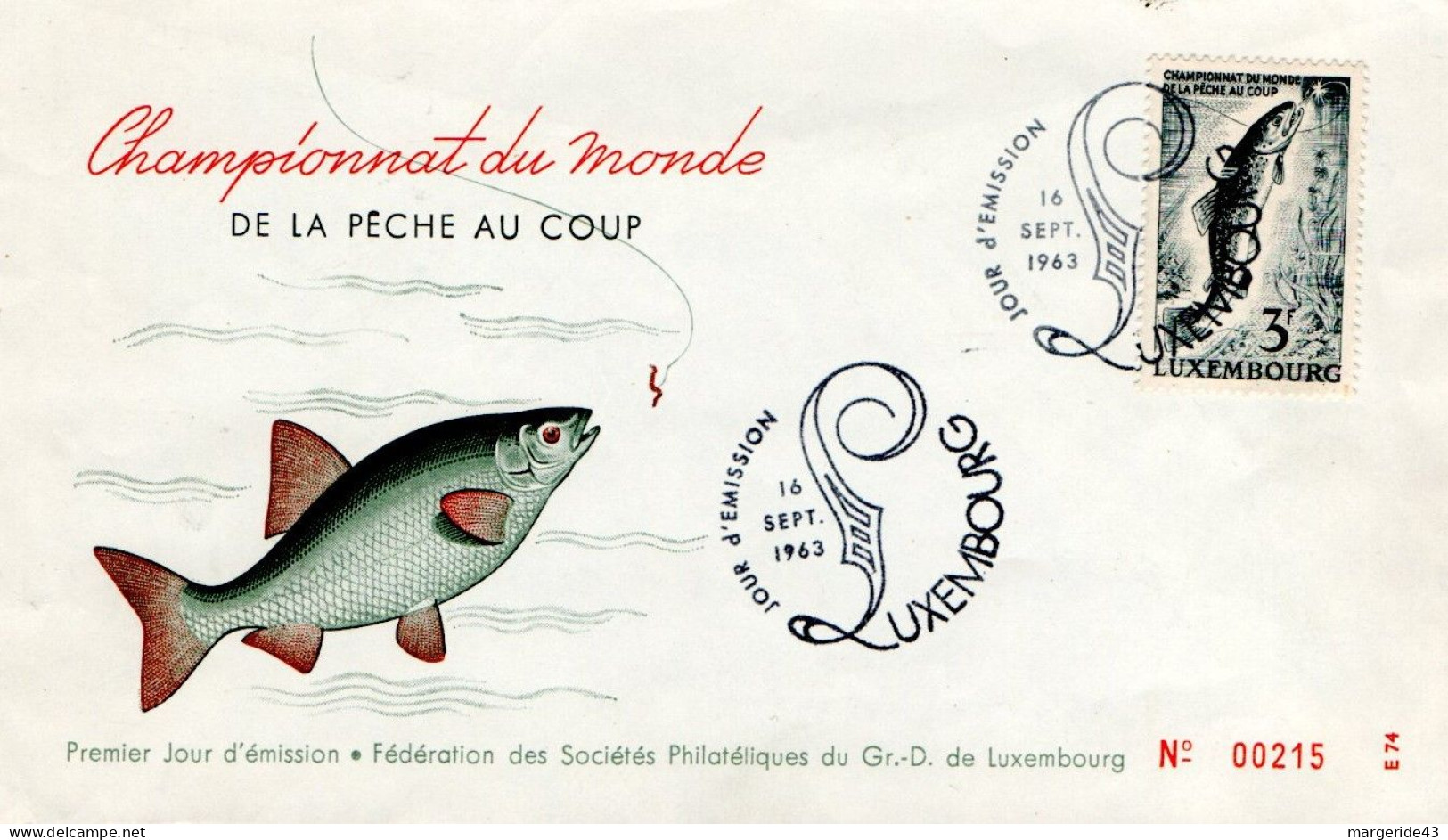 LUXEMBOURG FDC 1963 CHAMPIONNAT DU MONDE DE PECHE AU COUP - Other & Unclassified