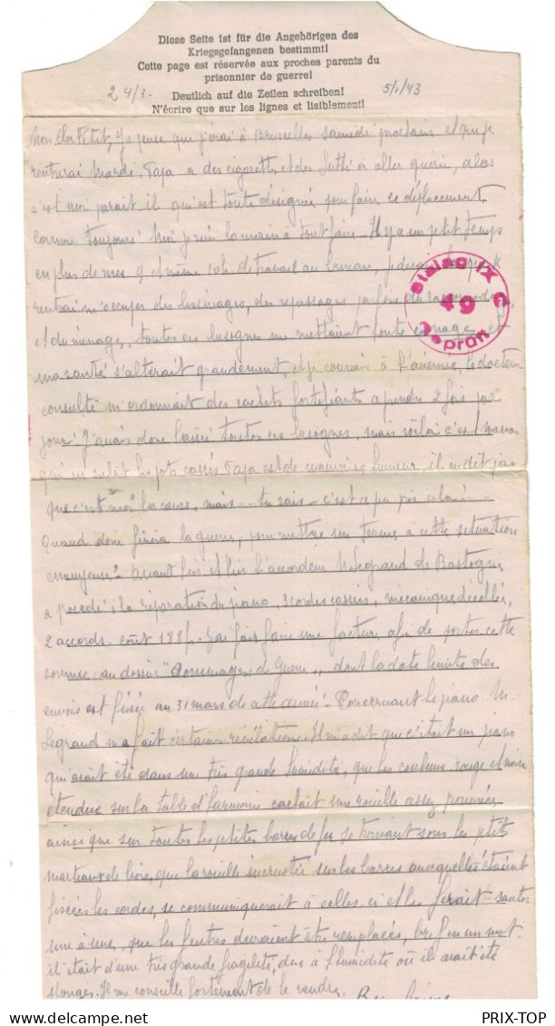 POW-PDG-KFG Post Remience De Houffalize Obl. BXL QL 31/3/46 > Stalg IX C Censure Du Camp 49 Geprüft - Weltkrieg 1939-45 (Briefe U. Dokumente)