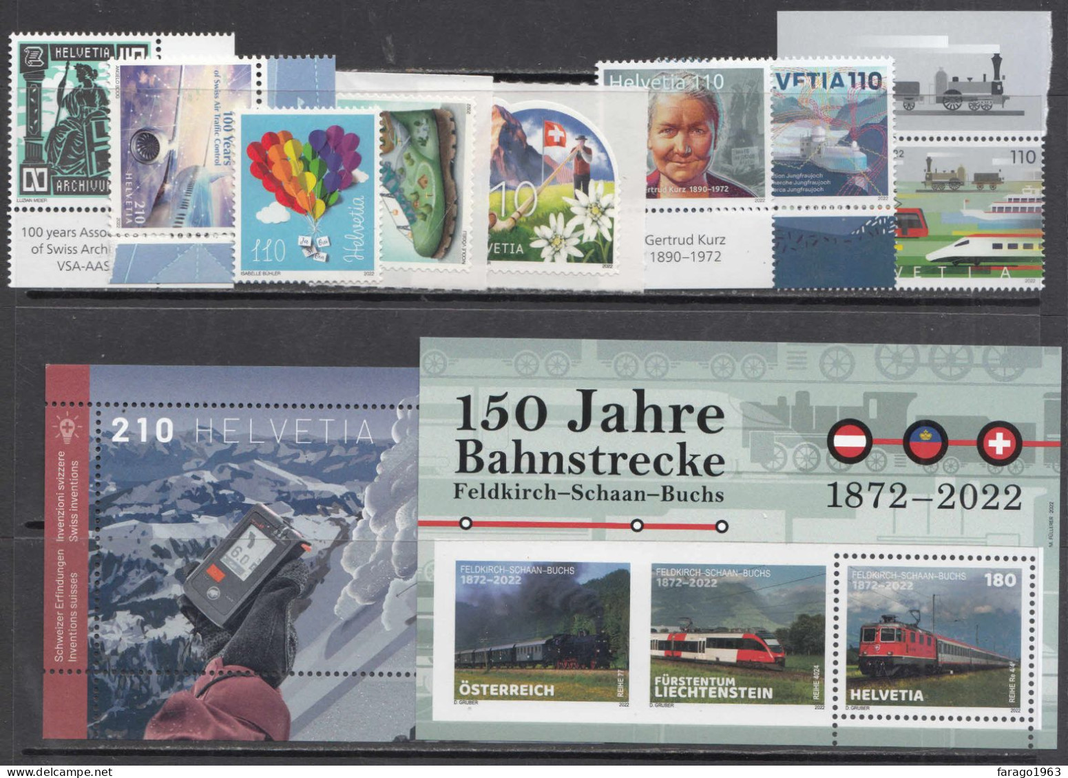 2022 Switzerland July To September Issues Collection Of 8 Stamps + 2 Sheets  MNH @ BELOW FACE VALUE - Nuovi