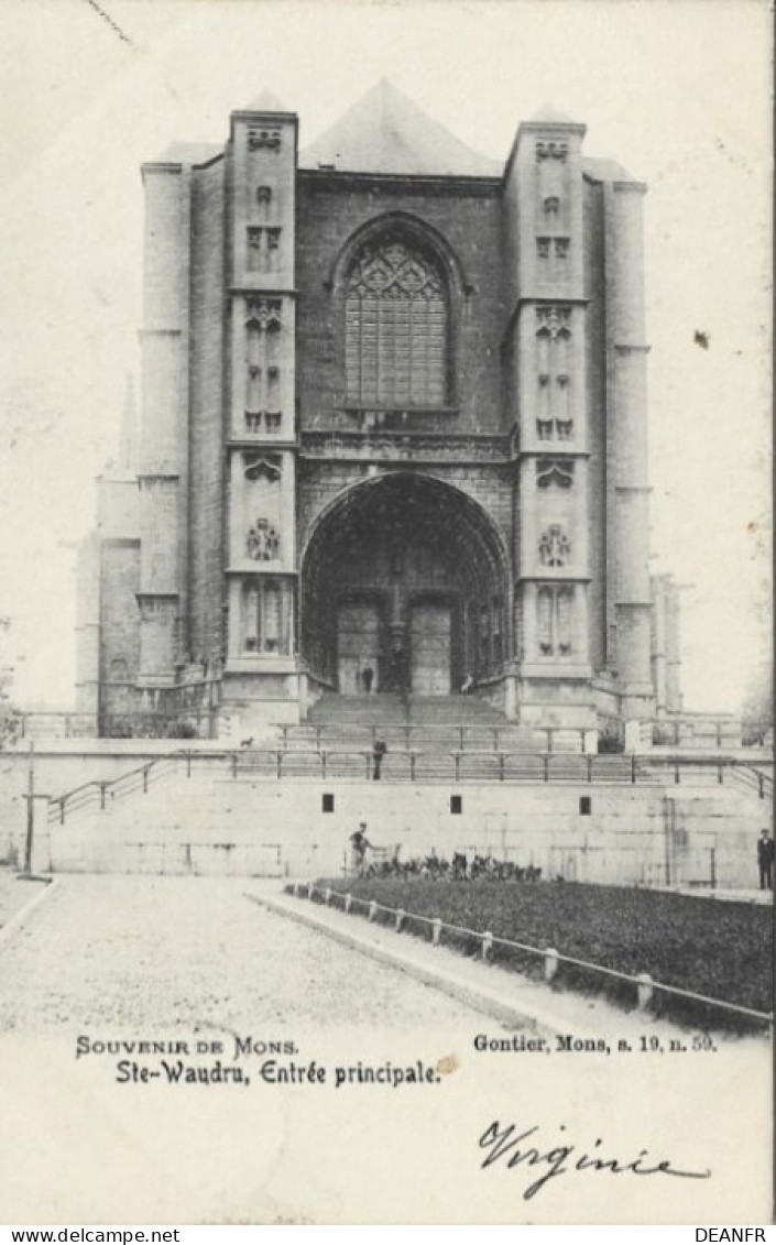 Souvenir De Mons : Ste-Waudru,Entrée Principale. Carte Impeccable. - Mons