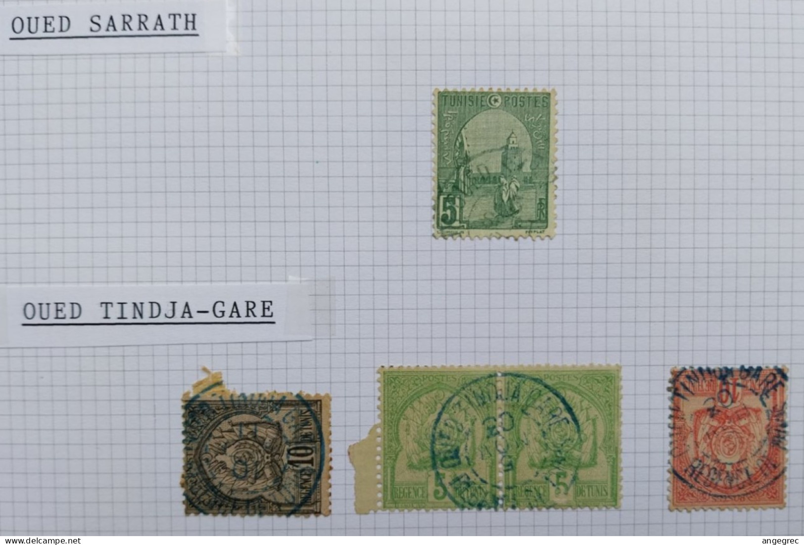 Tunisie Lot Timbre Oblitération Choisies Oued Sarrath, Oued Tindja Gare Cachet Bleu    à Voir - Used Stamps