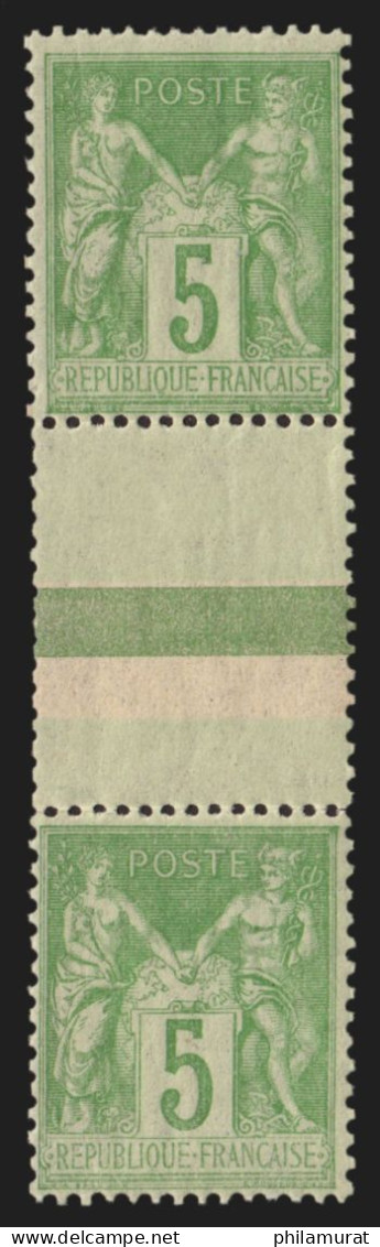 N°106a, Types II Et I Se Tenant, Sage 5c Vert-jaune, Neuf ** Sans Charnière TB - 1898-1900 Sage (Tipo III)