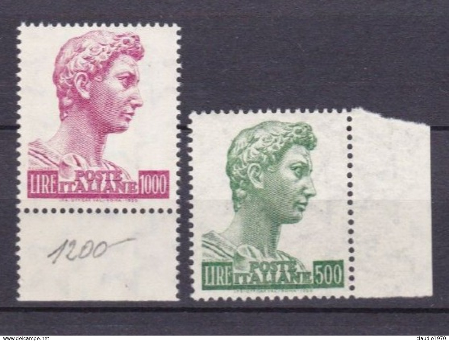 ITALIA - REPUBBLICA  - SERIE CLP 500 L. 1000 L. - Testa Della Statua Di San Giorgio, Opera Di Donatello -  (24) - 1946-60: Nuovi