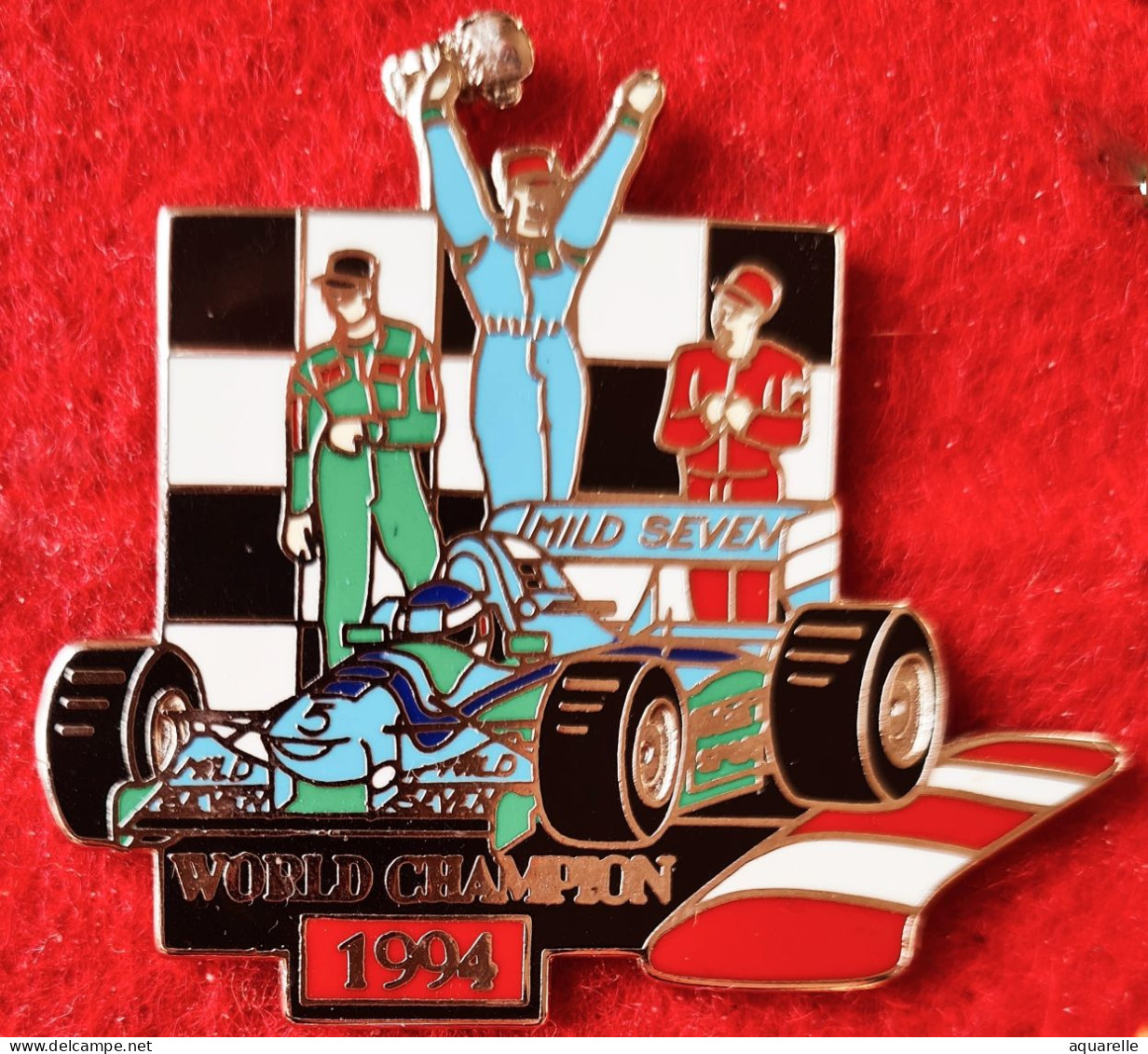 SUPER PIN'S "F1 AUTOMOBILE WORLD CHAMPION 94 Pilite "Mild SEVEN" Format 4,8X4cm En ZAMAC Base Or Signé BALLARD - F1