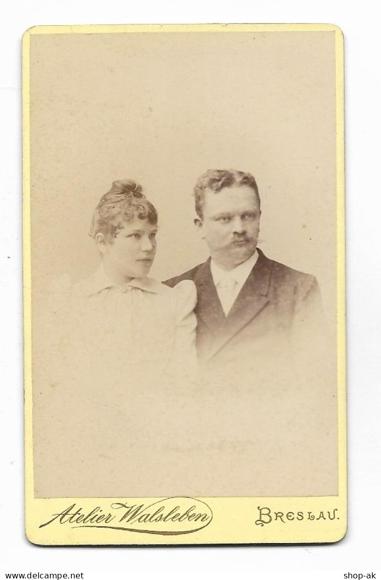 Y27795/ CDV Foto Junge Paar, Atelier Walsleben, Breslau Schlesien Ca.1900 - Andere & Zonder Classificatie