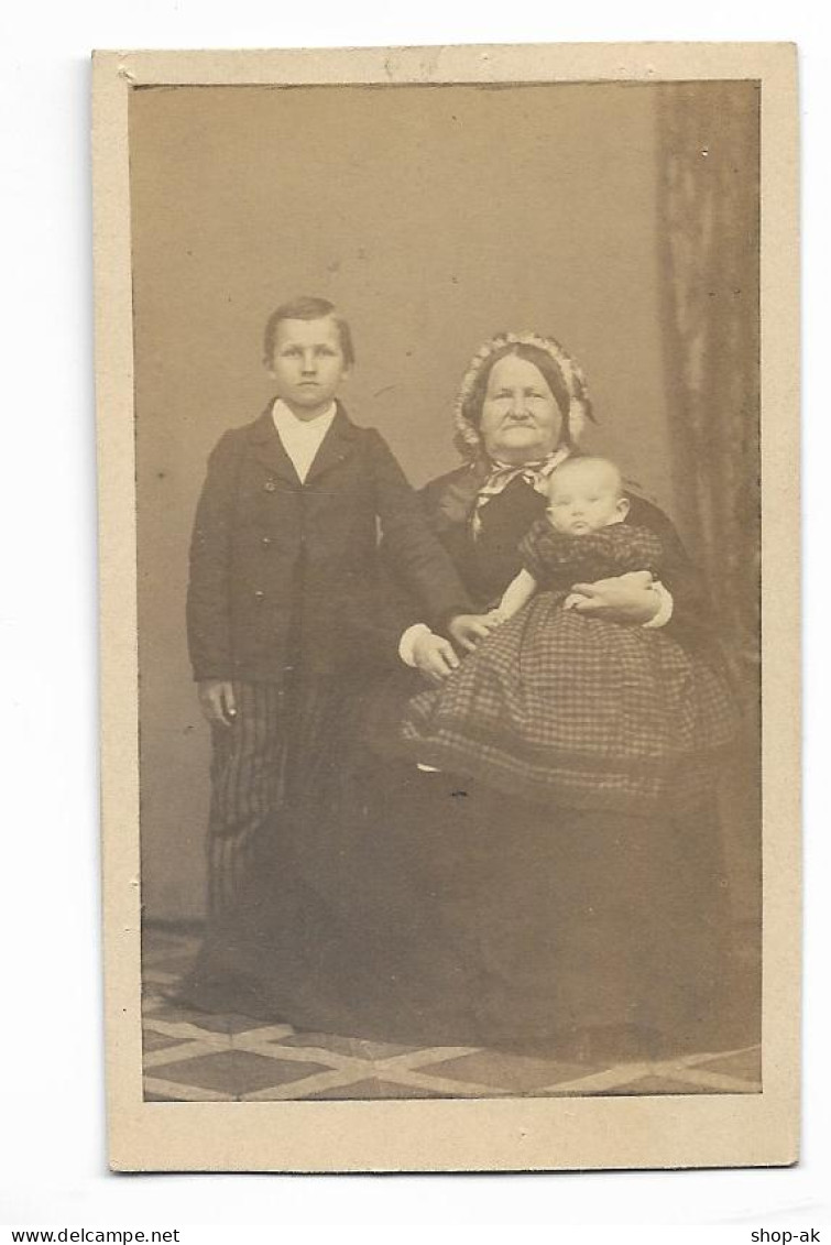 Y27781/ CDV Foto  Frau Mit Kindern Ca. 1870 - Andere & Zonder Classificatie