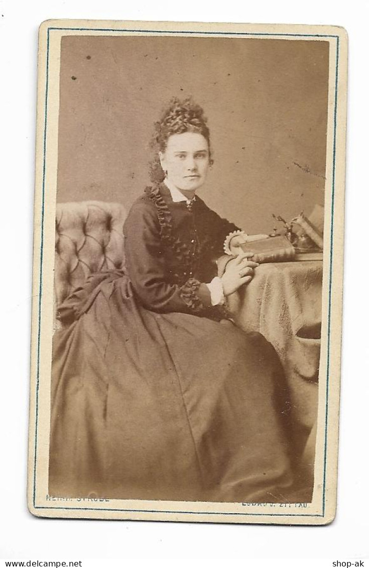 Y27767/ CDV Foto Junge Frau Mit Reifrock  Atelier H. Strube Löbau/Zittau  - Andere & Zonder Classificatie