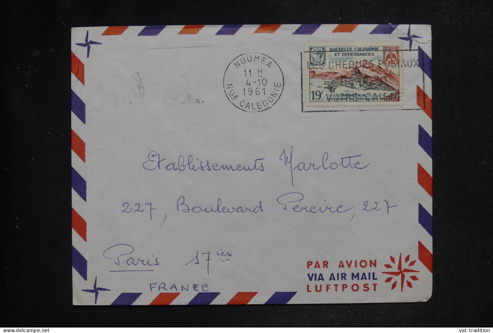 NOUVELLE CALÉDONIE - Enveloppe De Nouméa Pour Paris En 1961 - L 152031 - Covers & Documents
