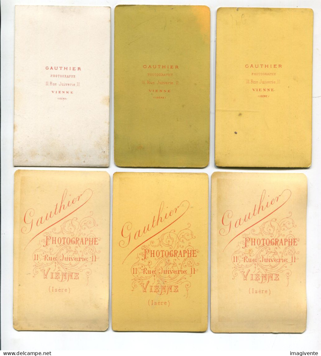 Lot De 6 CDV Cartes Photos Non Identifié A. LUMIERE LYON  VICTOIRE VUILLOT Chambery BERNARD Bourgoin Photographie - Unclassified