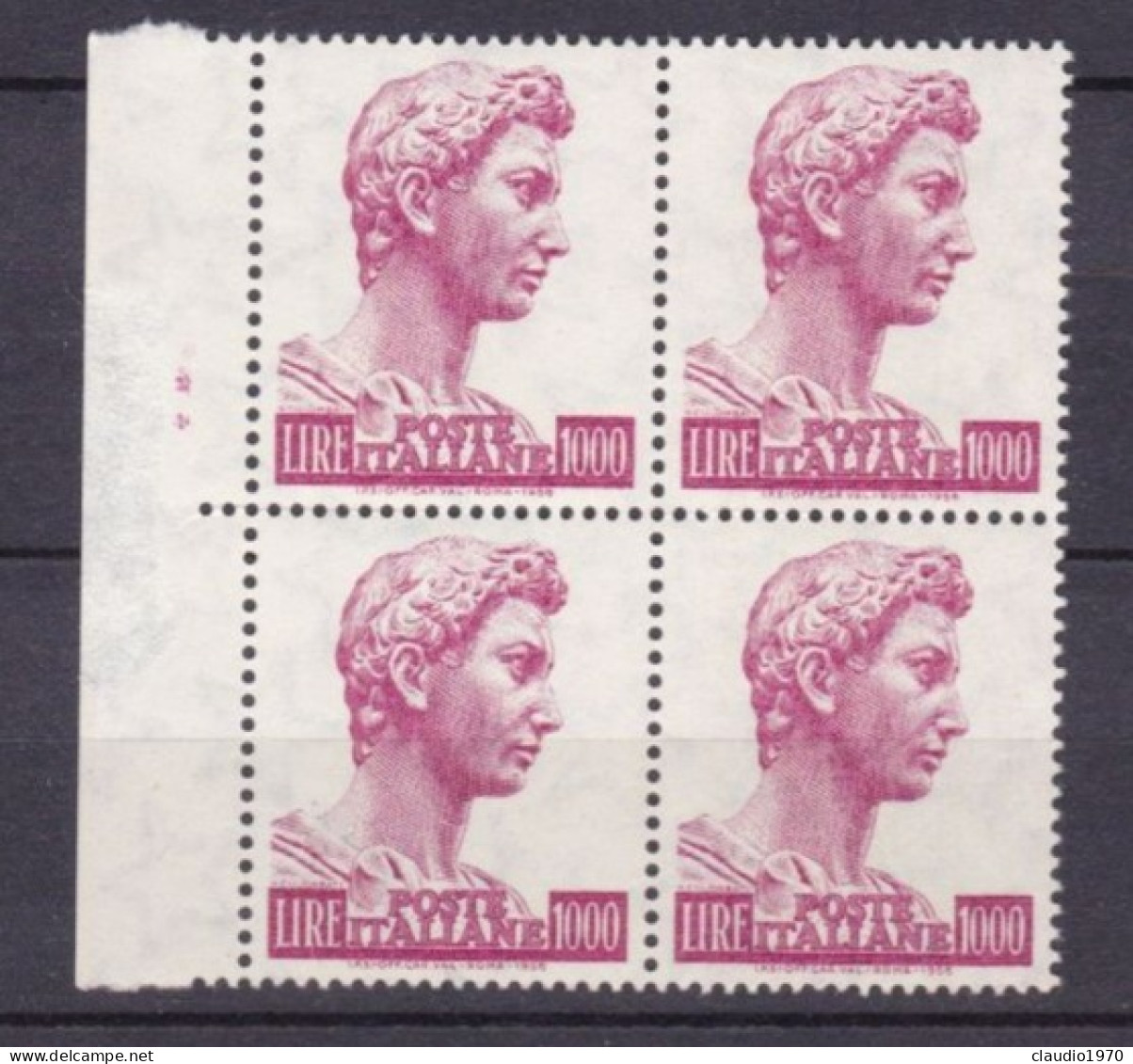 ITALIA - REPUBBLICA  - QUARTINA 1000 L. - Testa Della Statua Di San Giorgio, Opera Di Donatello -  (25) - 1946-60: Nieuw/plakker