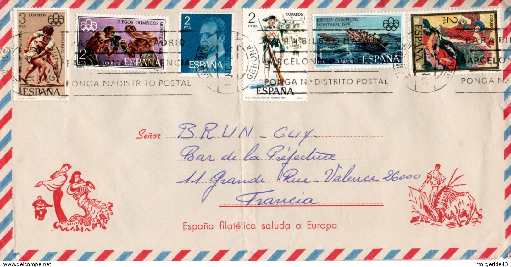 ESPAGNE AFFRANCHISSEMENT COMPOSE SUR LETTRE POUR LA FRANCE 1978 - Storia Postale