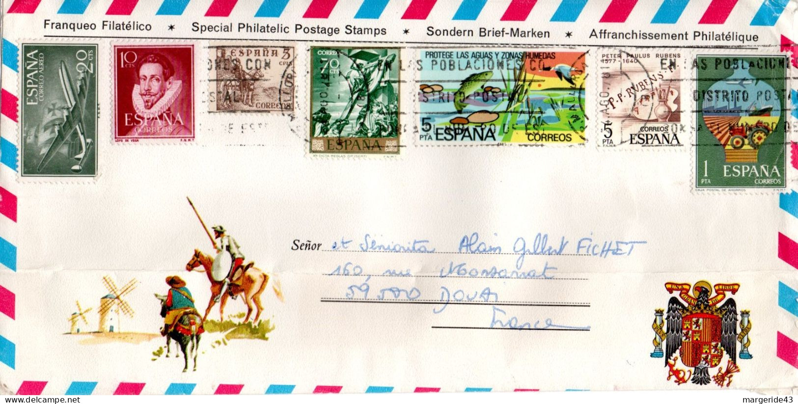 ESPAGNE AFFRANCHISSEMENT COMPOSE SUR LETTRE POUR LA FRANCE 1978 - Storia Postale