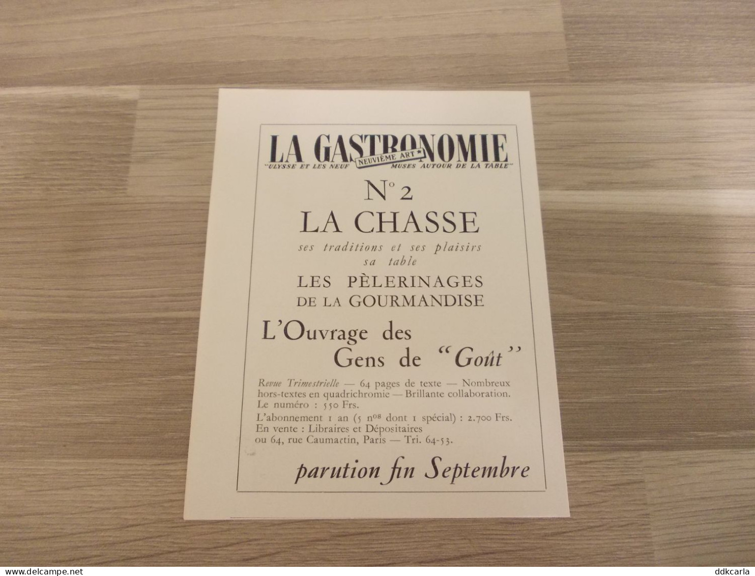 Reclame Advertentie Uit Oud Tijdschrift 1952 - La Gastronomie N°2 La Chasse - Werbung