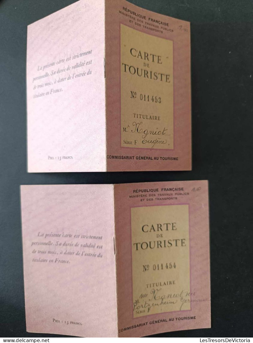 Lot De 2 Cartes De Touristes République Française - Ministère Des Travaux Publics Et Des Transports - Haniot Eugène Et G - Membership Cards