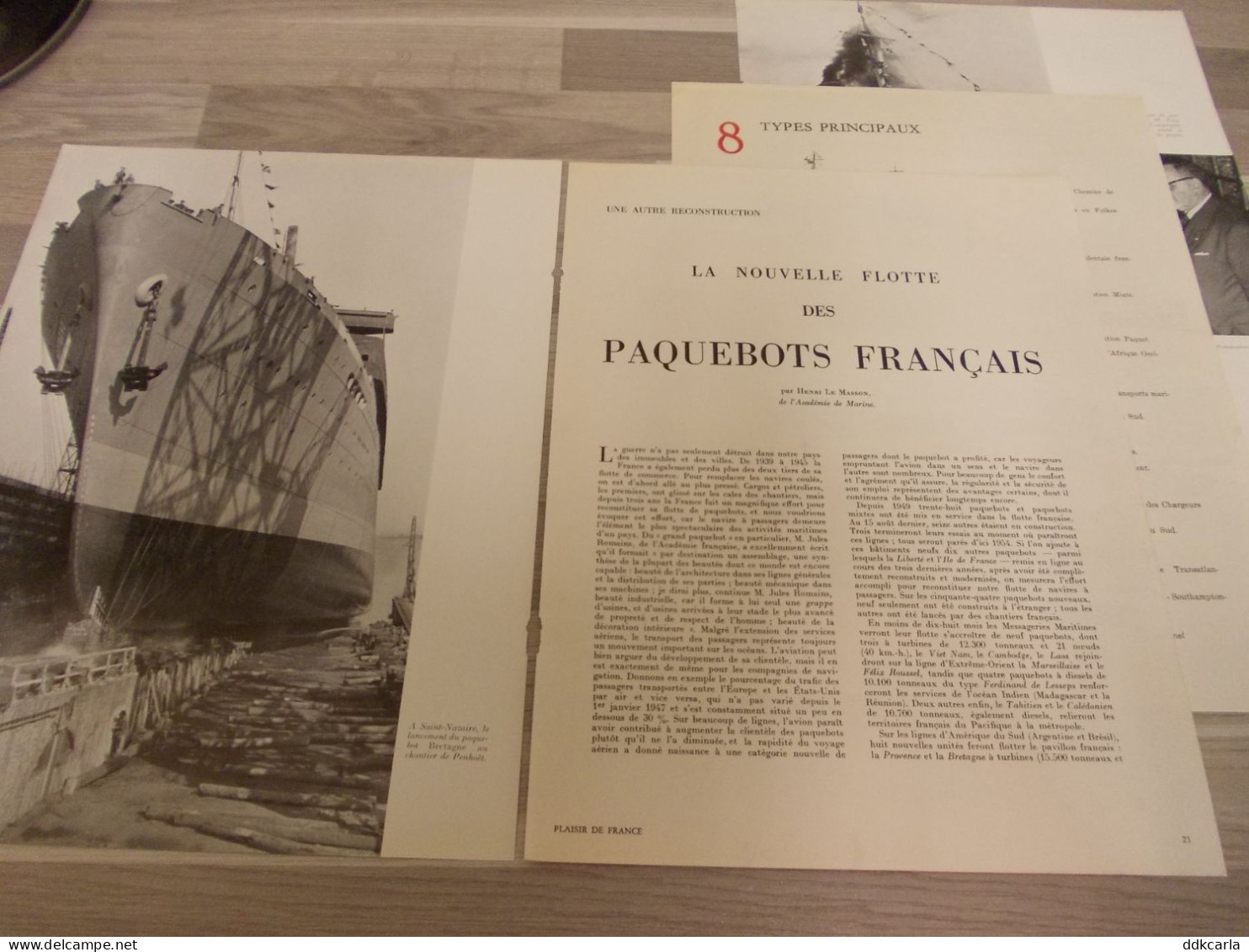 Reportage Uit Oud Tijdschrift 1952 - La Nouvelle Flotte Des Paquebots Français - Advertising