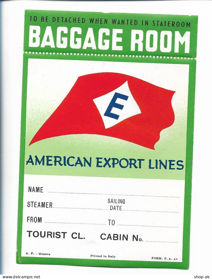 Y26861/ Alter Kofferaufkleber American Export Lines 50/60er Jahre - Autres & Non Classés