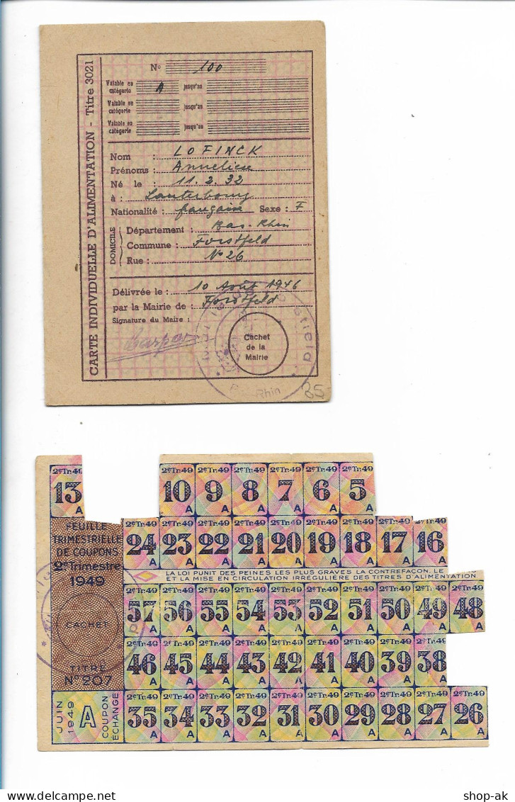 Y26862/ Carte Individuelle D`Alimentation - Titre 3021 1946  Frankreich - Andere & Zonder Classificatie