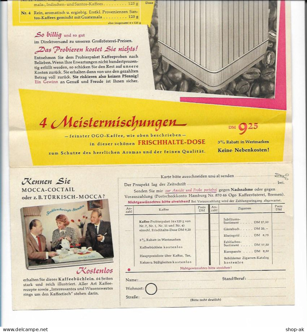 C5325/ OGO Kaffeerösterei Und Wilhelmi Zigarren  Bremen Werbung 1957 - Publicités