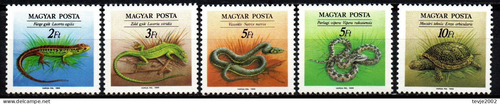 Ungarn 1989 - Mi.Nr. 4035 - 4039 A - Postfrisch MNH - Tiere Animals Schildkröten Turtles Schlangen Snakes - Andere & Zonder Classificatie