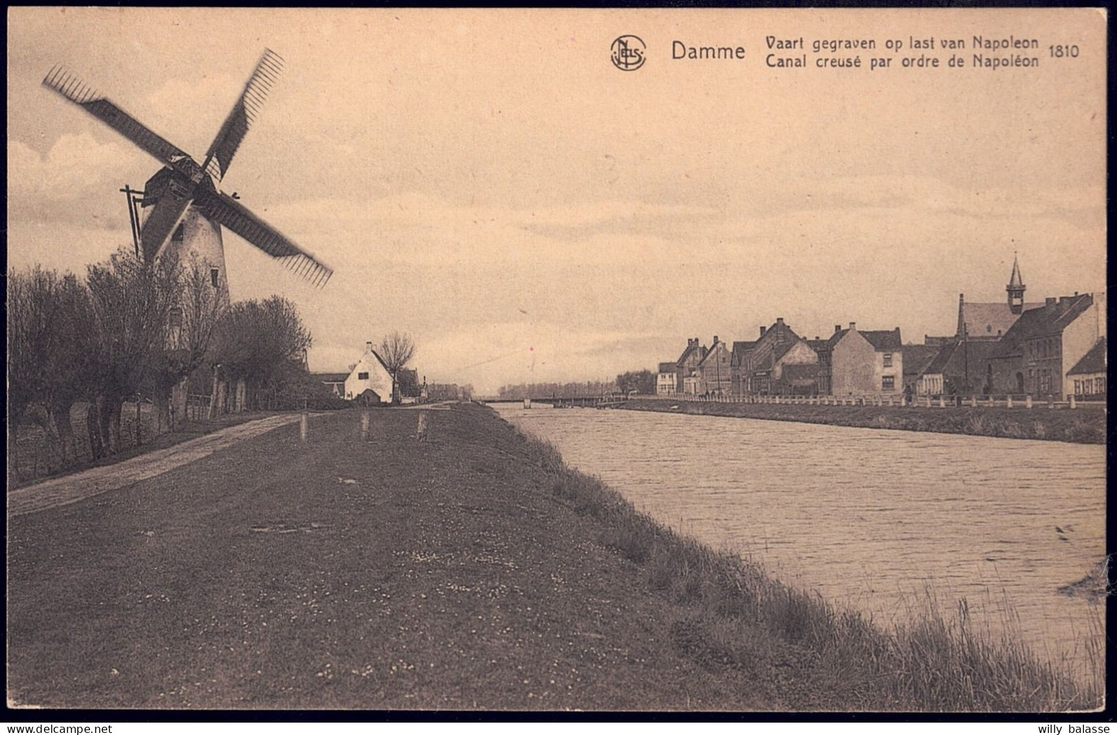 +++ CPA - DAMME - Canal Creusé Par Ordre De Napoléon - Moulin - Molen  // - Damme