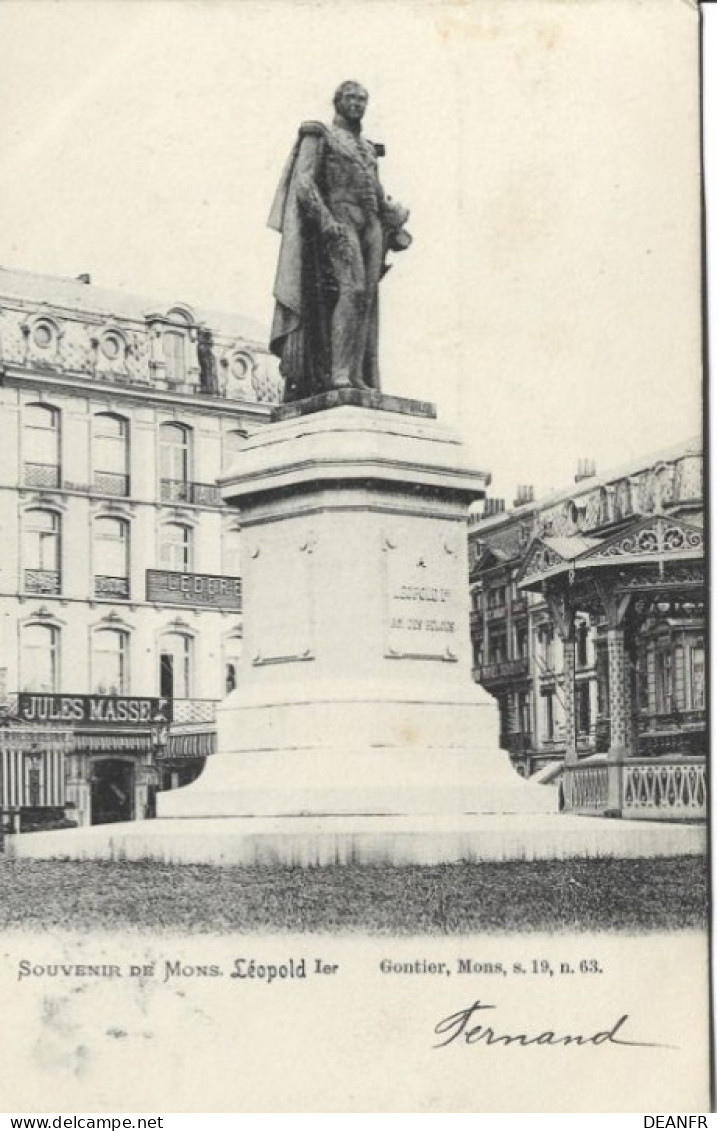 Souvenir De Mons : Léopold Ier. Carte Impeccable. - Mons