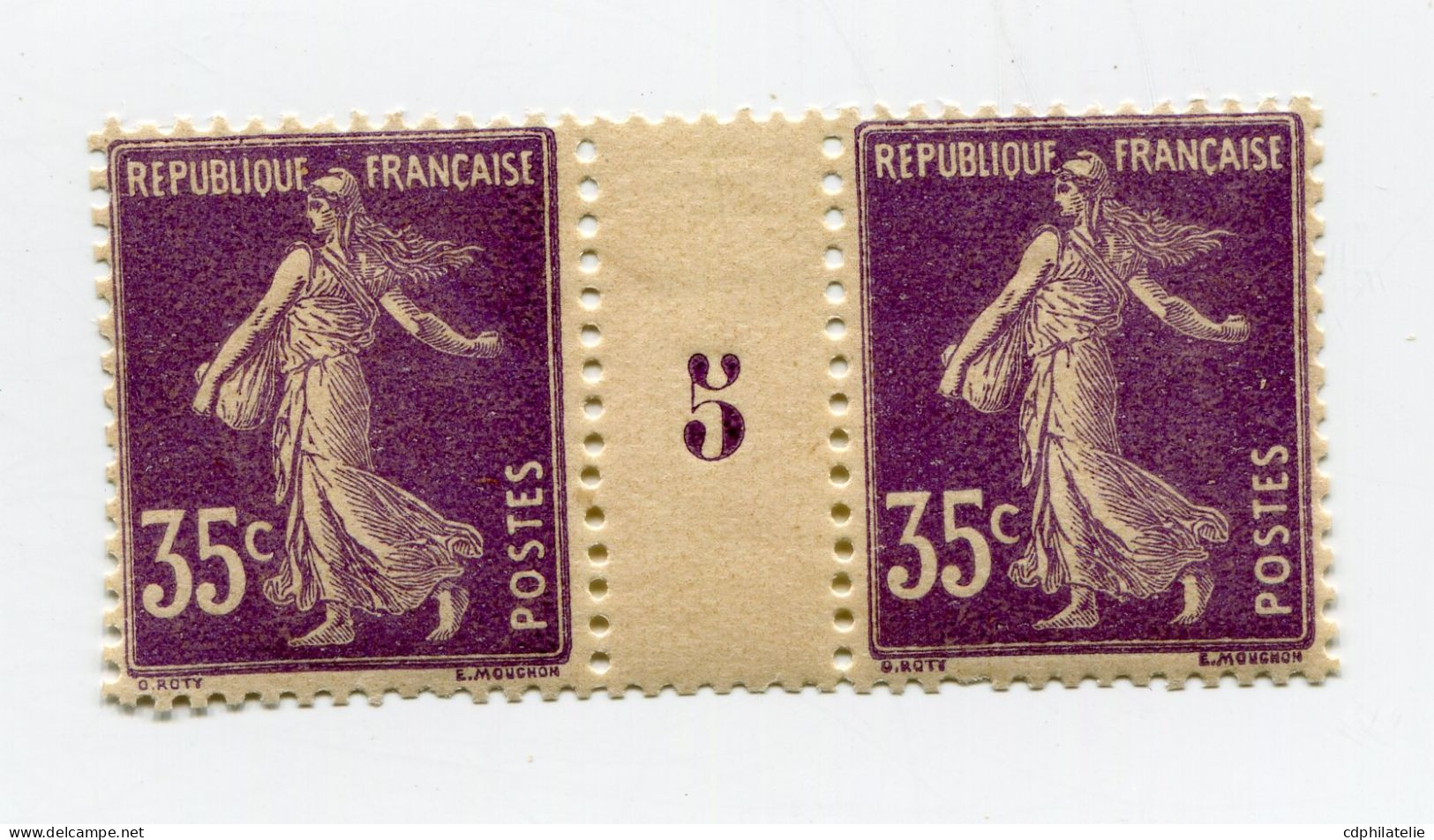 FRANCE N°142 ** TYPE SEMEUSE FOND PLEIN EN PAIRE AVEC MILLESIME 5 ( 1915 ) - Millésimes