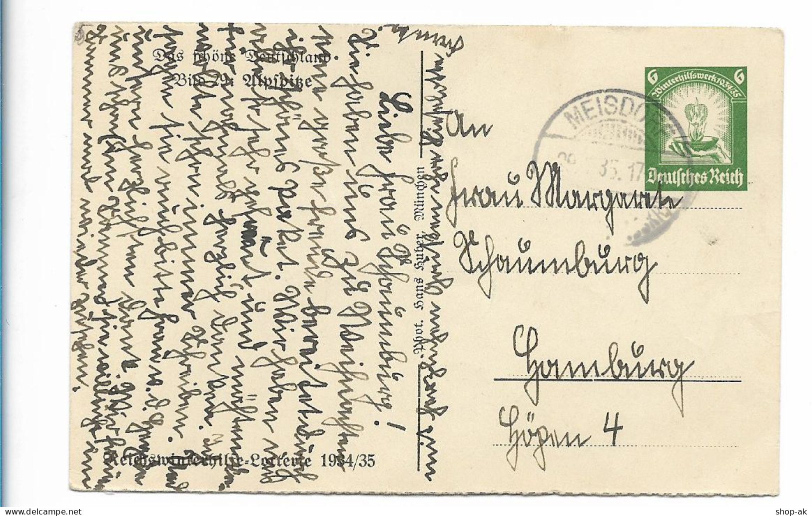 MM0833/ WHW Ganzsache 1934/35 AK Alpspitze  Bild Nr.29 - Weltkrieg 1939-45
