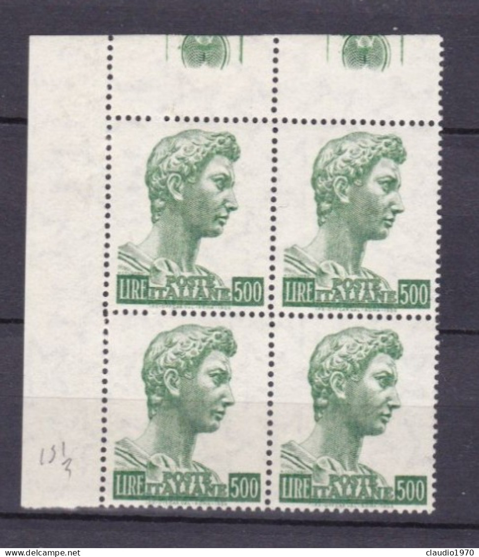 ITALIA - REPUBBLICA  - QUARTINA 500 L. - Testa Della Statua Di San Giorgio, Opera Di Donatello -  (26) - 1946-60: Mint/hinged