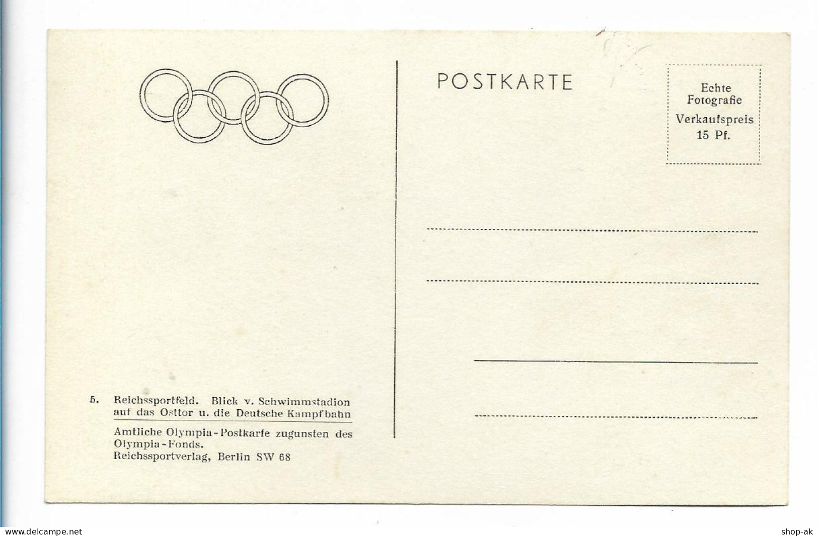 XX17835/ Olympiade 1936 Reichssportfeld Foto AK Nr. 5  1936 - Olympische Spelen