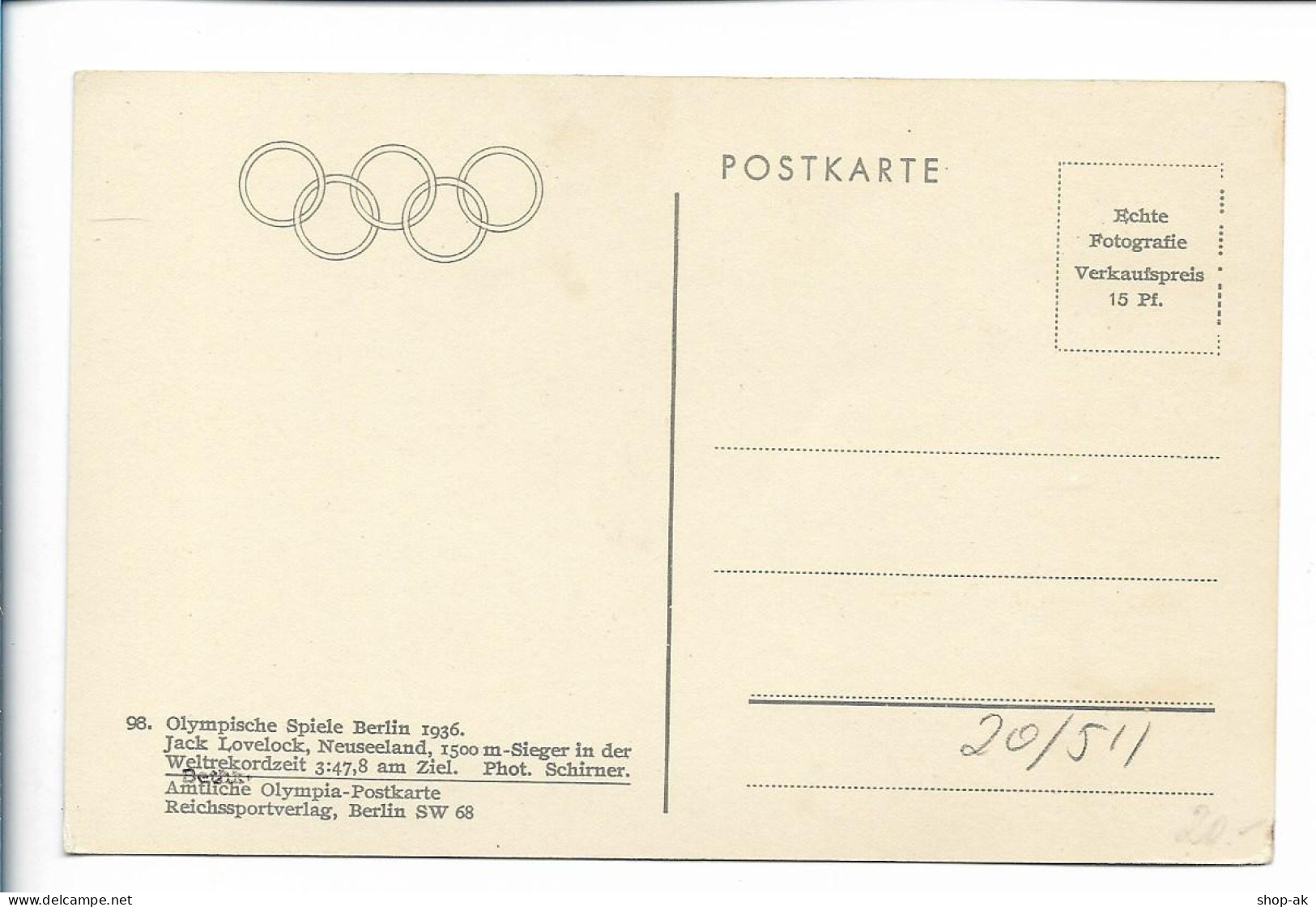XX17836/ Olympiade 1936 Jack Lovelock, Neuseeland Sieger 1500 M, Foto AK  - Giochi Olimpici