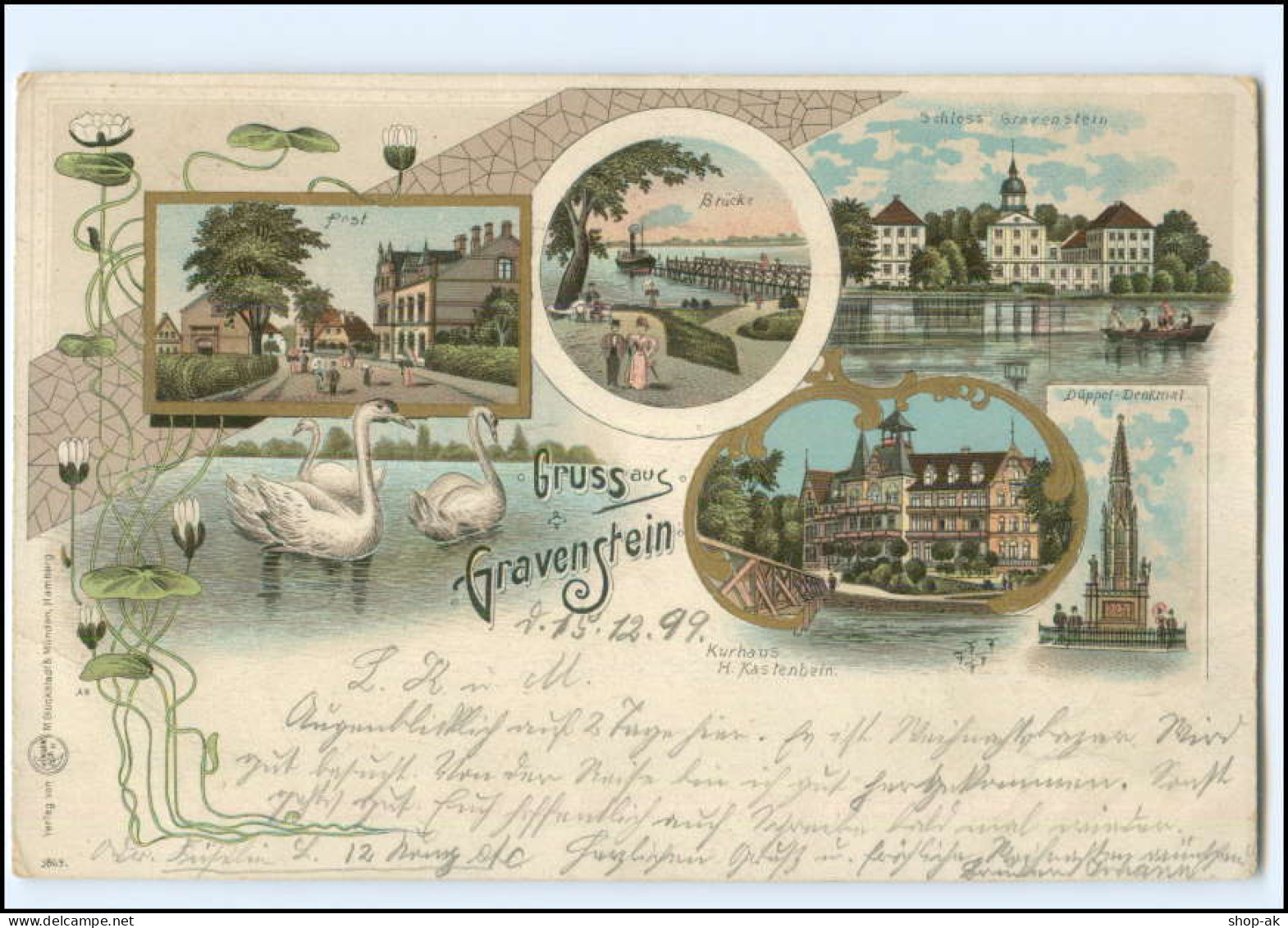 XX17649/ Gruß Aus Gravenstein Litho  Nordschleswig AK 1899 Dänemark - Nordschleswig