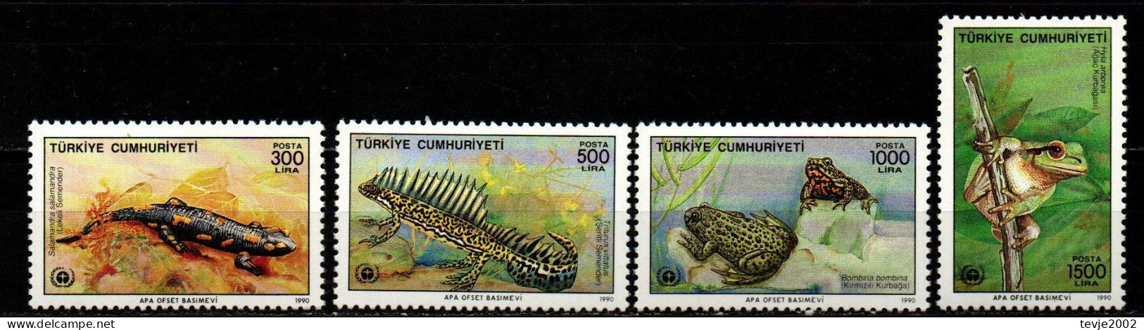 Türkei 1990 - Mi.Nr. 2889 - 2892 - Postfrisch MNH - Tiere Animals Frösche Frogs - Frogs