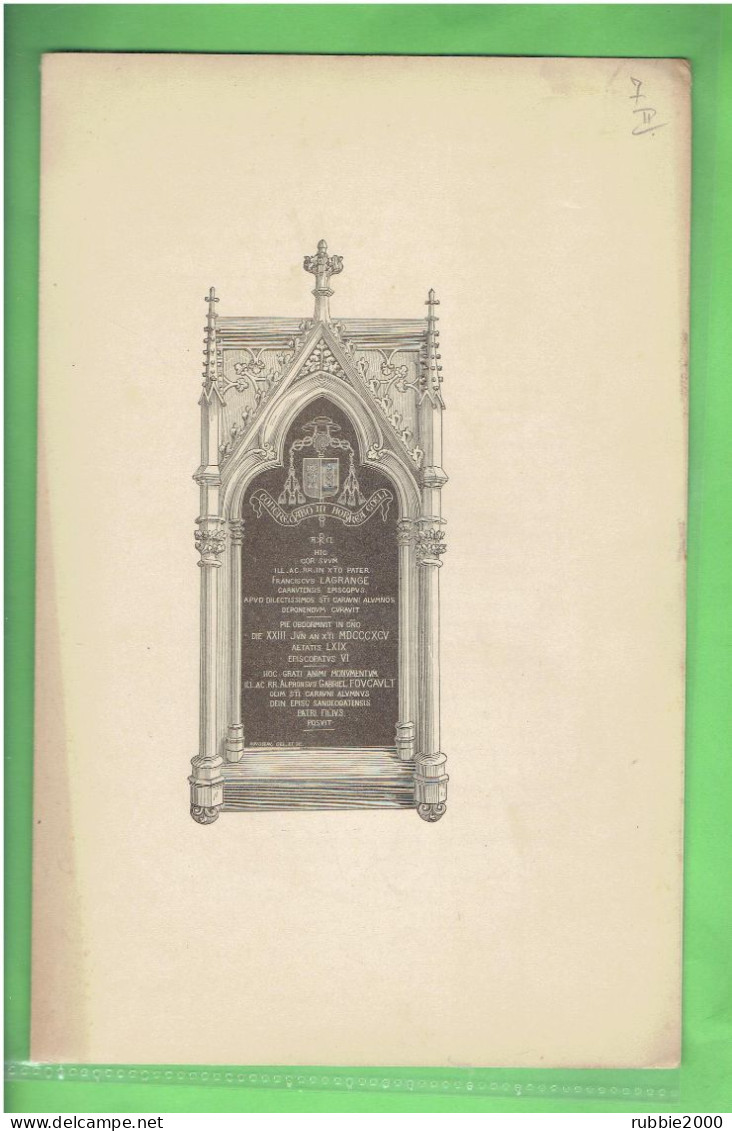 MONUMENT DE MONSEIGNEUR LAGRANGE DANS LA CHAPELLE DU SEMINAIRE DE SAINT CHERON A CHARTRES PAR L ABBE METAIS VERS 1900 - Centre - Val De Loire