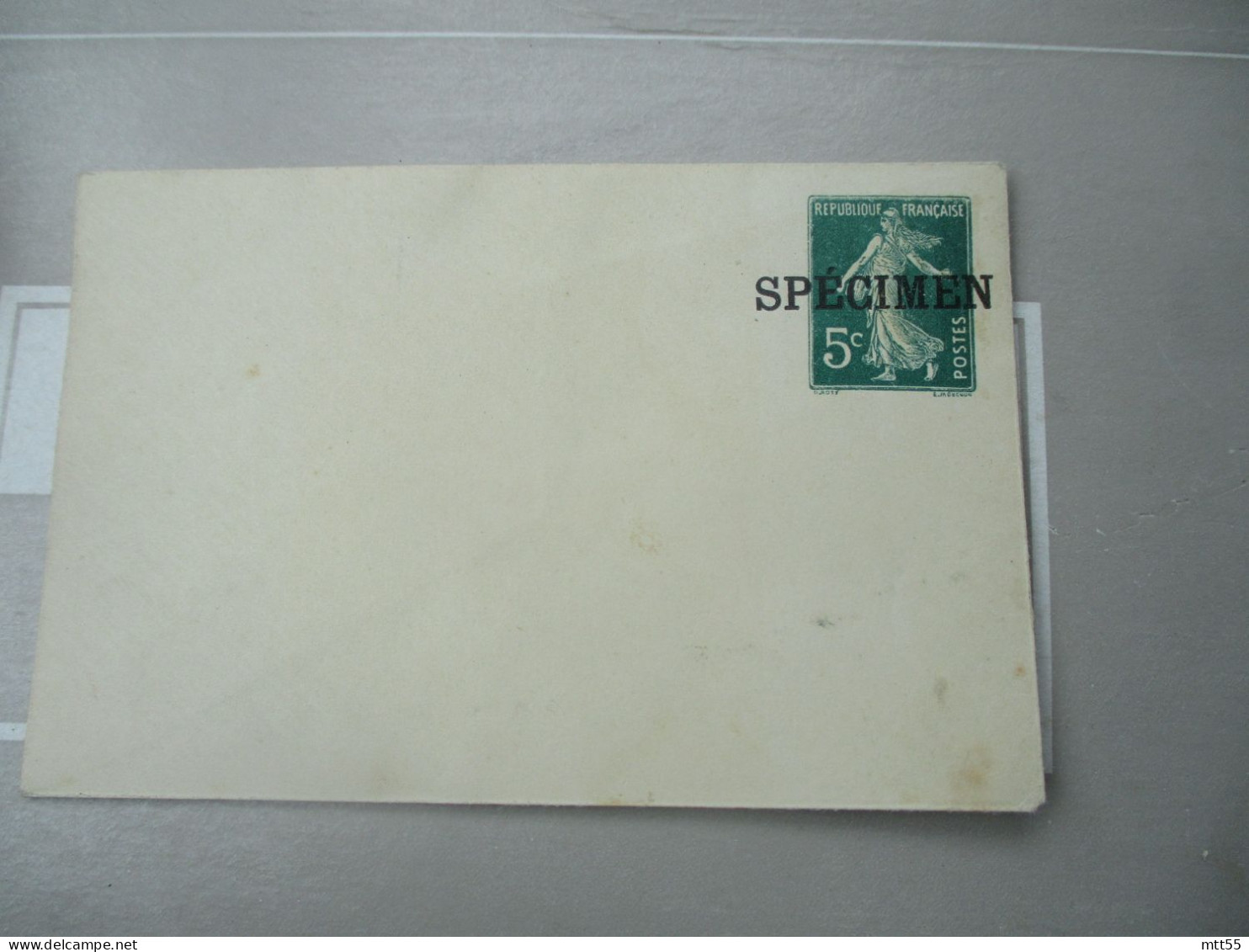 SPECIMEN SURCHARGE ENTIER POSTALE ENVELOPPE SEMEUSE 5 C - Standard Covers & Stamped On Demand (before 1995)