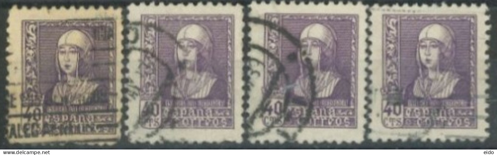 SPAIN, 1938/39, ISABELLA I STAMP QTY. 4, REDUCED SPECIAL PRICE # 675, USED. - Usados