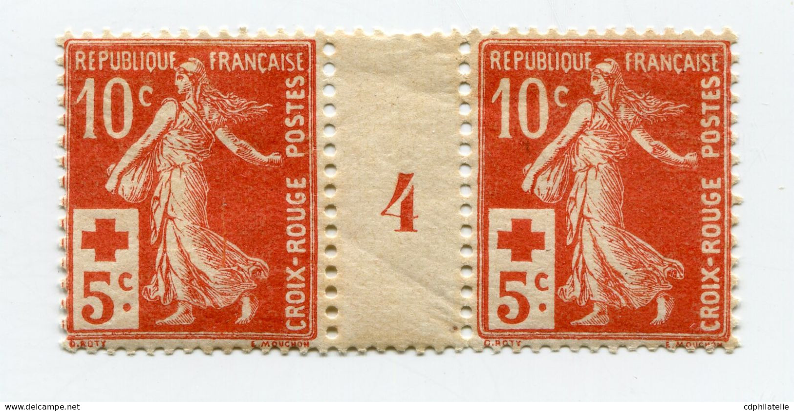 FRANCE N°147 ** TYPE SEMEUSE CROIX-ROUGE EN PAIRE AVEC MILLESIME 4 ( 1914 ) - Millesimes