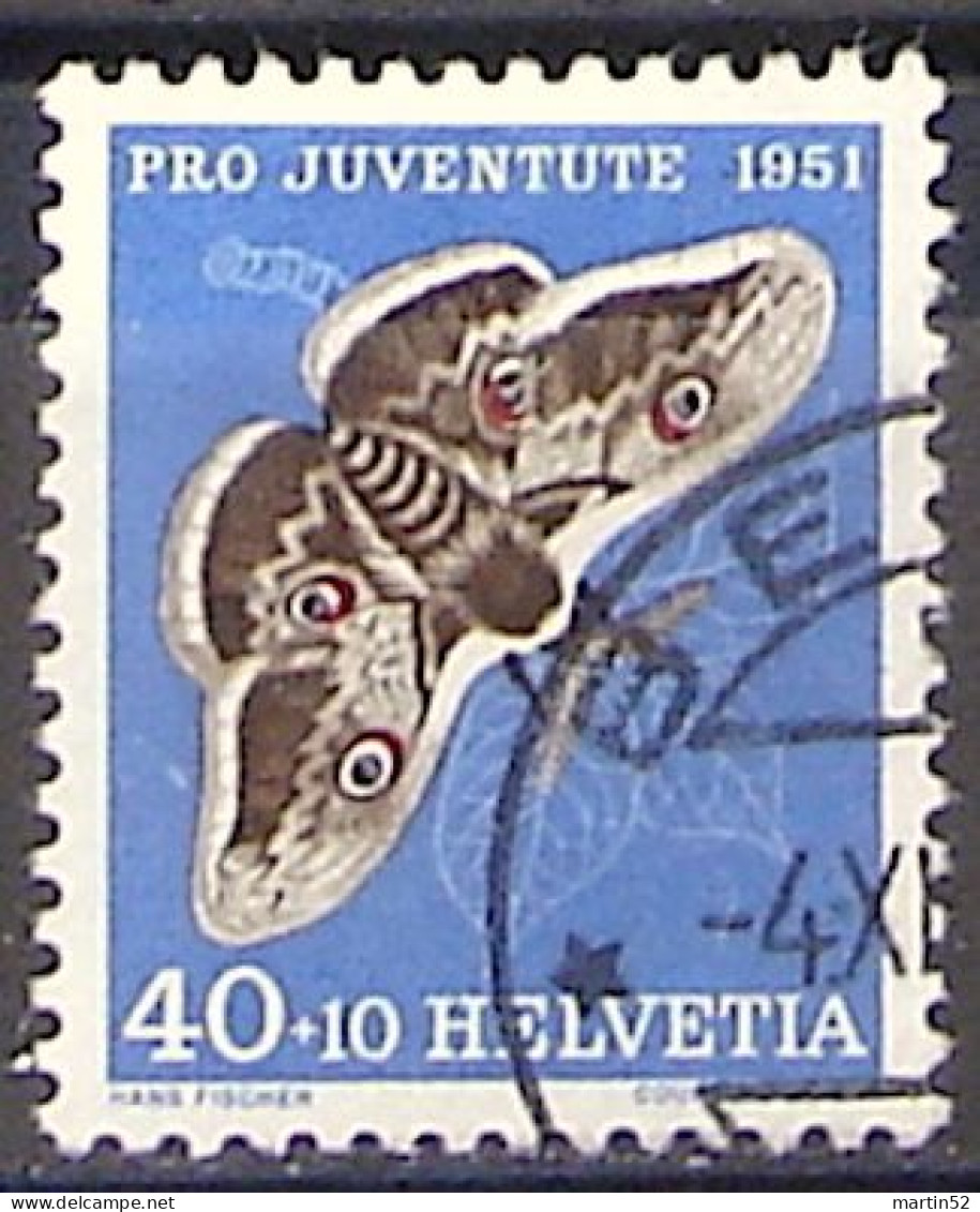 Schweiz Suisse Pro Juventute 1951: Saturnia Pyri Zu WI 142 Mi 565 Yv 516 Mit Eck-Stempel BERN 4.XII.51 (Zu CHF 15.00) - Used Stamps