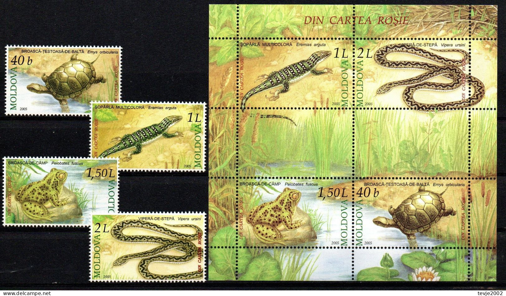 Moldawien Moldova Moldau 2005 - Mi.Nr. 524 - 527 + Block 35 - Postfrisch MNH - Tiere Animals - Andere & Zonder Classificatie