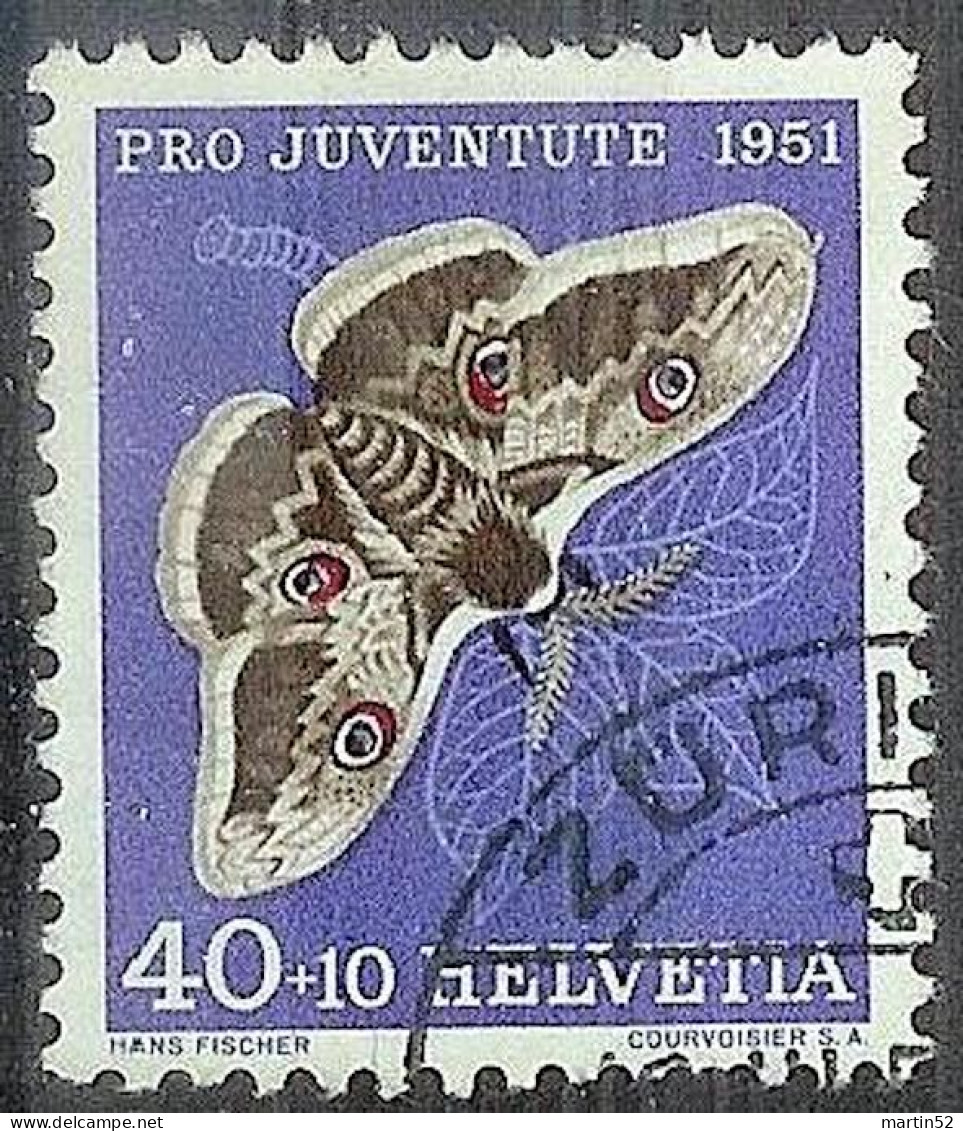 Schweiz Suisse Pro Juventute 1951: Saturnia Pyri Zu WI 142 Mi 565 Yv 516 Mit Eck-Stempel ZÜRICH ?.XII.51 (Zu CHF 15.00) - Usados