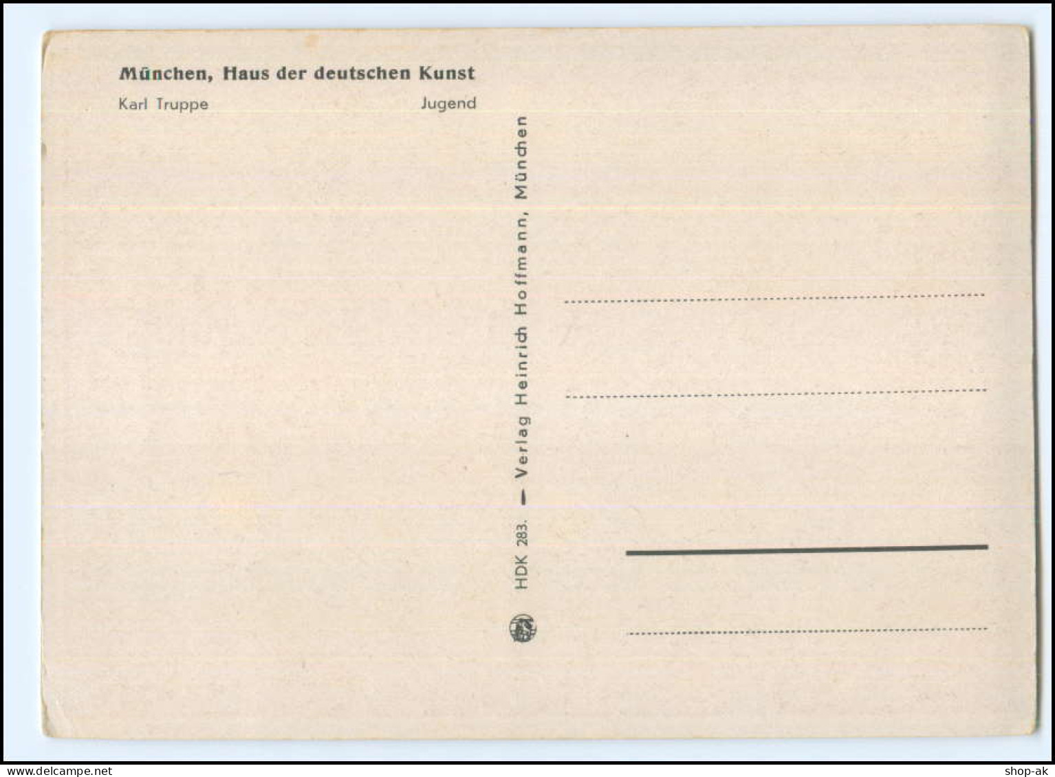 Y24384/ HDK Nr. 283 Haus Der Deutsche Kunst  AK  Jugend - Frau Nackt Erotik  - Guerre 1939-45