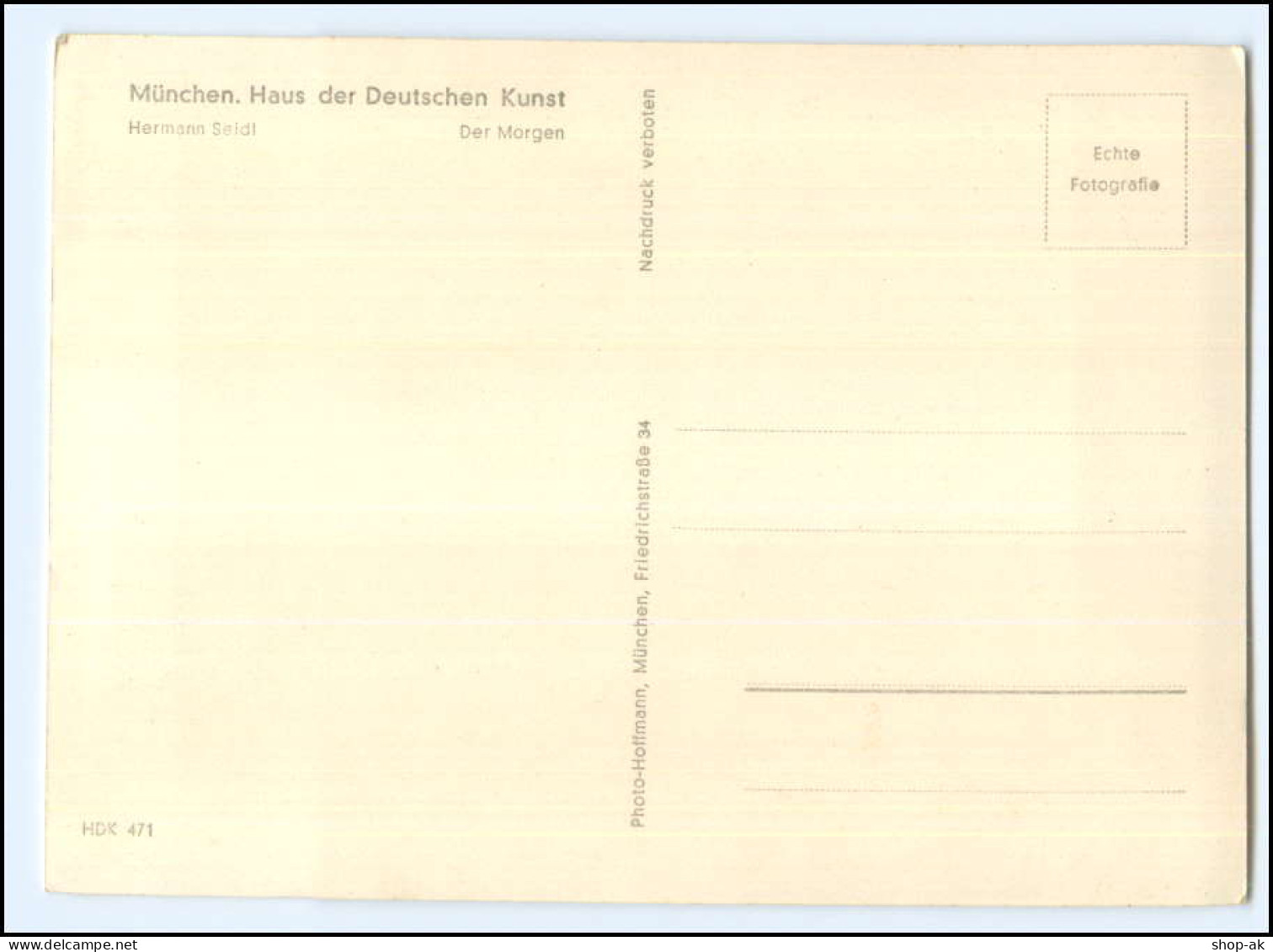 Y24375/ HDK Nr. 471 Haus Der Deutsche Kunst Foto AK Skulptur  Frau Nackt Erotik - Guerre 1939-45