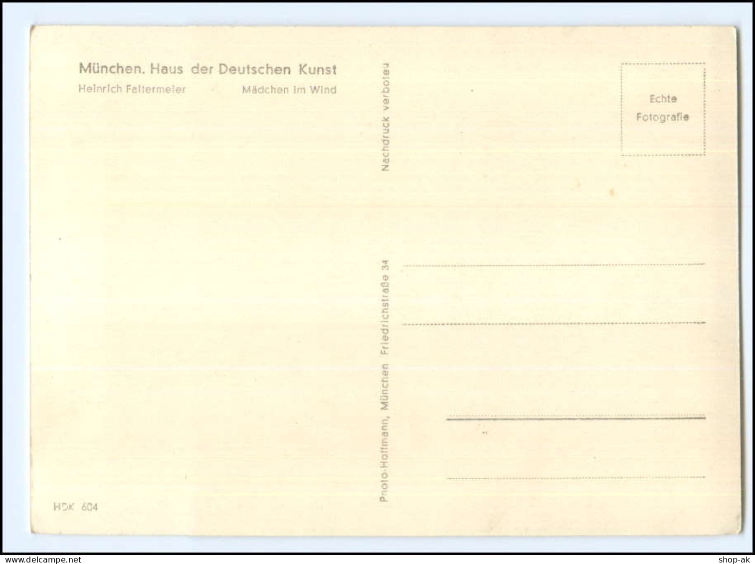 Y24374/ HDK Nr. 604 Haus Der Deutsche Kunst Foto AK Skulptur  Frau Nackt Erotik - Guerre 1939-45