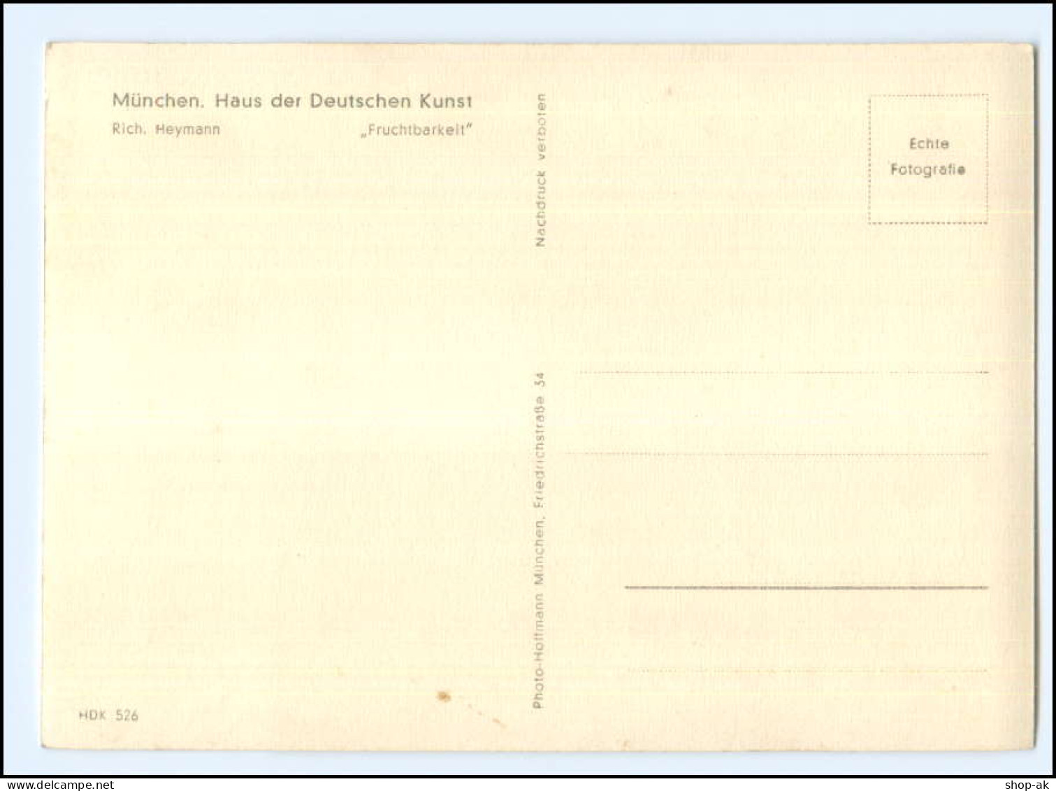 Y24356/ HDK Nr. 526 Haus Der Deutsche Kunst Foto AK  Frau Nackt Erotik - Guerra 1939-45