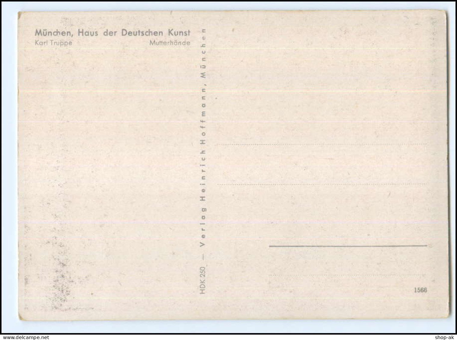 Y24346/ HDK Nr.250 Haus Der Deutsche Kunst AK Mutterhände - Guerre 1939-45