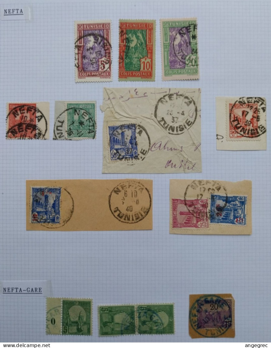 Tunisie Lot Timbre Oblitération Choisies Nefta, Nefta Gare  Dont Colis Postaux Et Fragment ,cachet Bleu  à Voir - Used Stamps