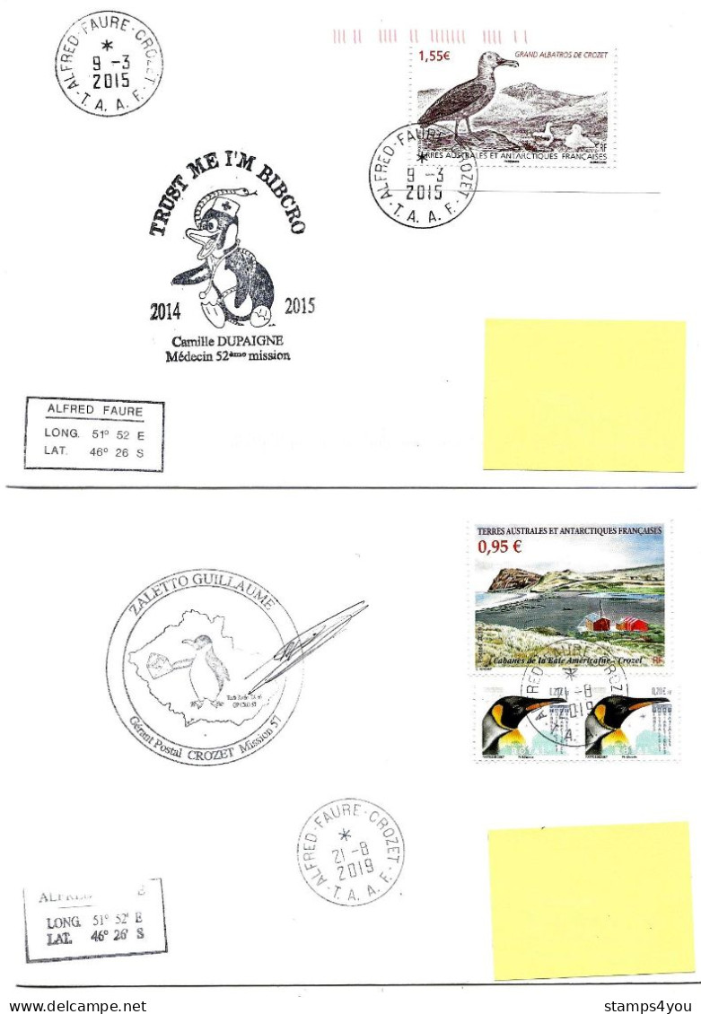 PO - 62 - 4 Plis Crozet Avec Cachets Illustrés - Covers & Documents